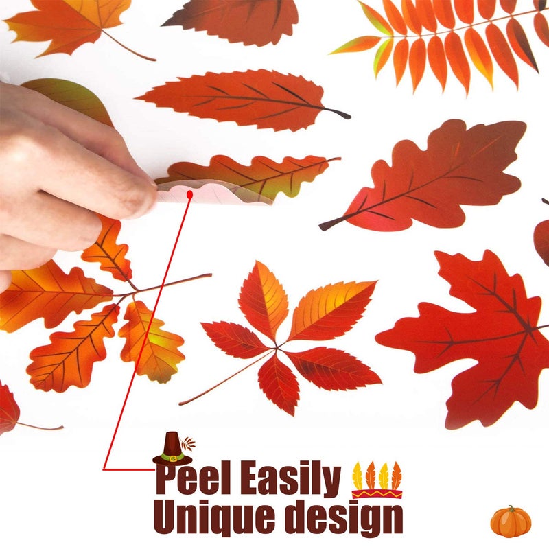 Funnlot Fall Window Clings 158PCS Thanksgiving Window Clings for Glass Windows Fall Decor for Offices Turkey Home School Office - Image 3